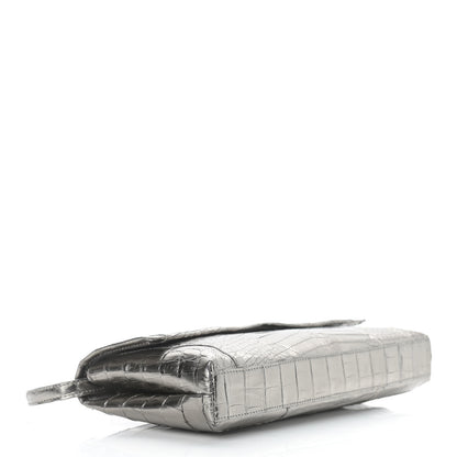 Nancy Gonzalez Metallic Crocodile Clutch Silver 4 of 11