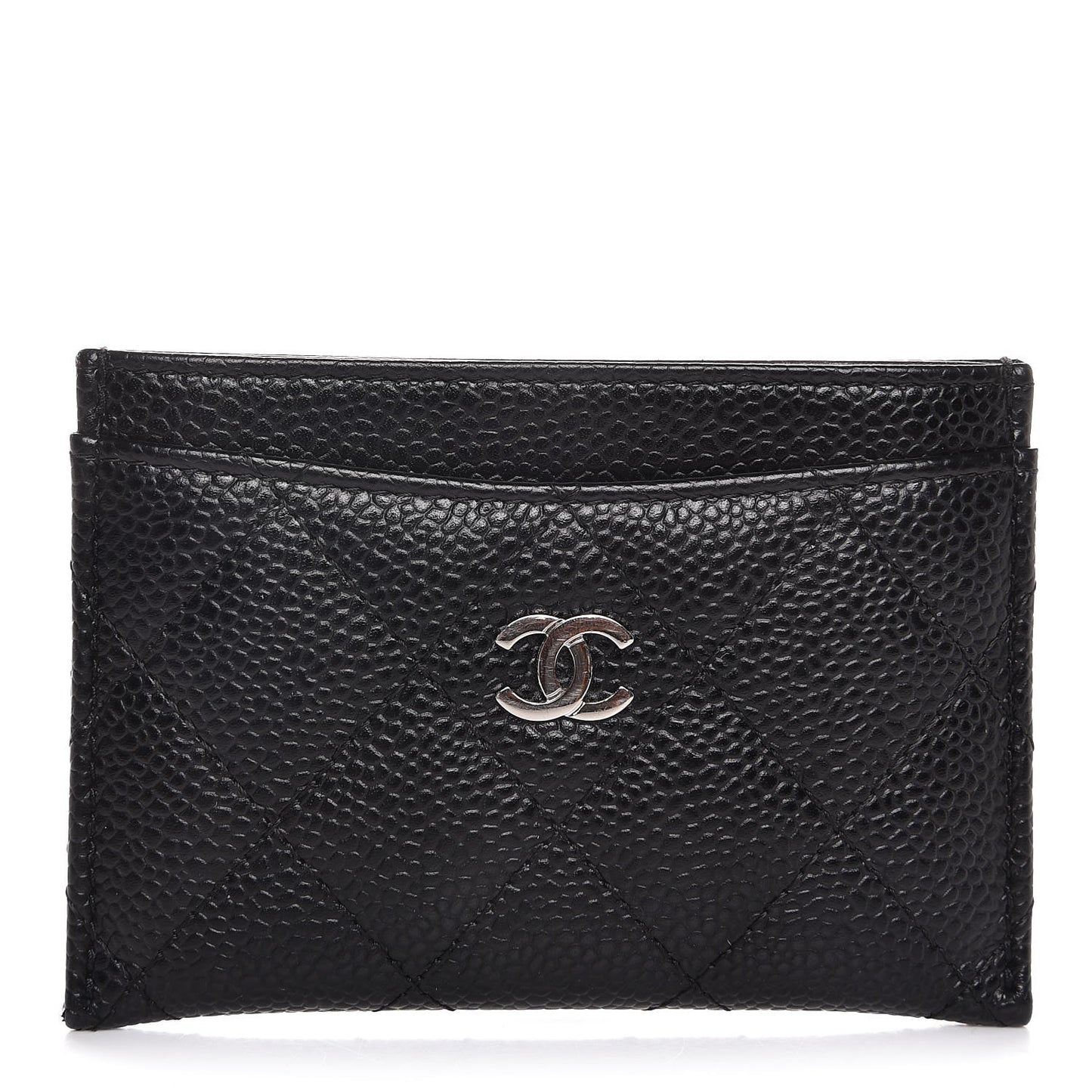 Caviar Quilted Card Holder Black