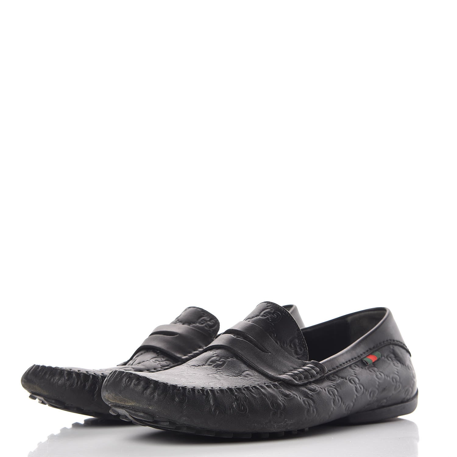 Gucci Guccissima Mens Penny Driver Loafers 9 Black 3 of 10