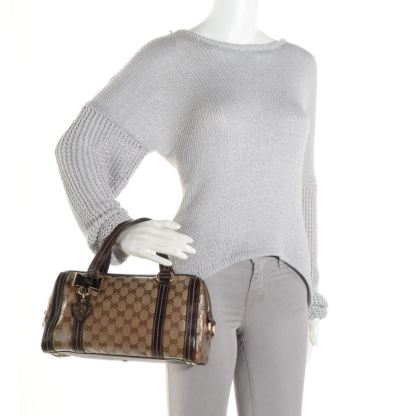 Crystal Monogram Duchessa Boston Bag Brown