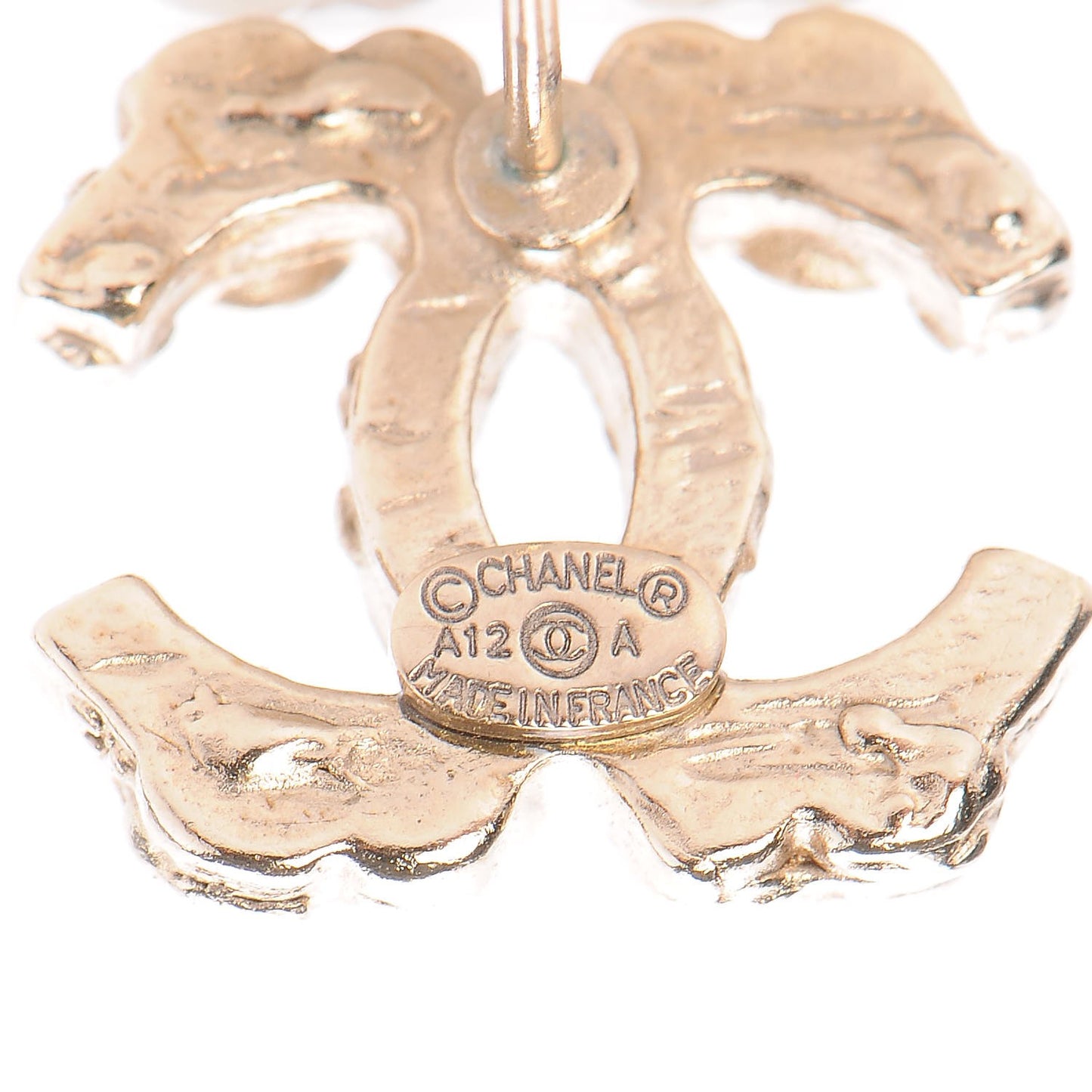 Crystal Poured Glass CC Earrings Gold