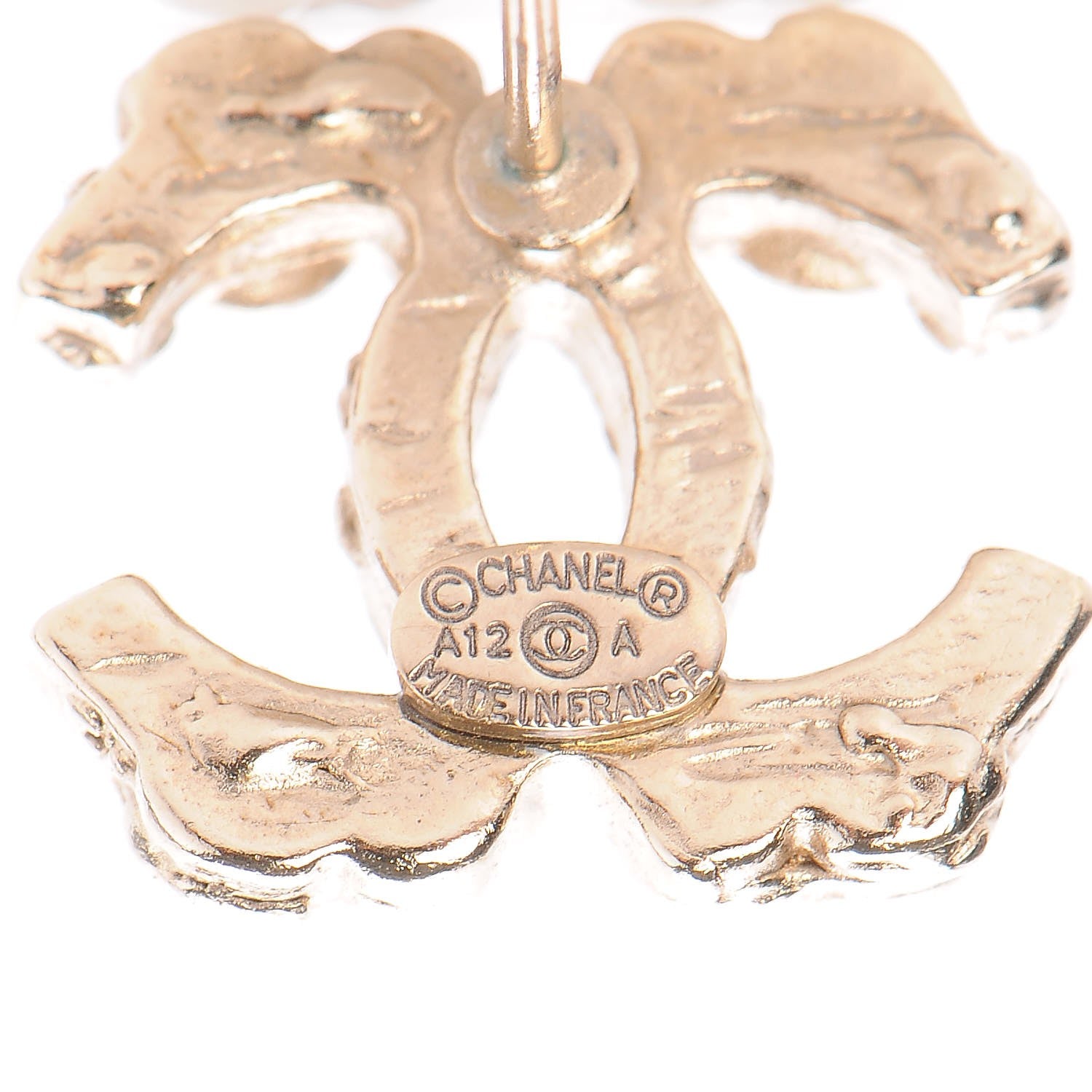 Chanel Crystal Poured Glass CC Earrings Gold 4 of 5