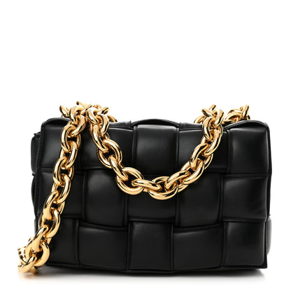 Bottega Veneta Lambskin Maxi Intreccio Padded Chain Cassette Crossbody Bag Black 1 of 11