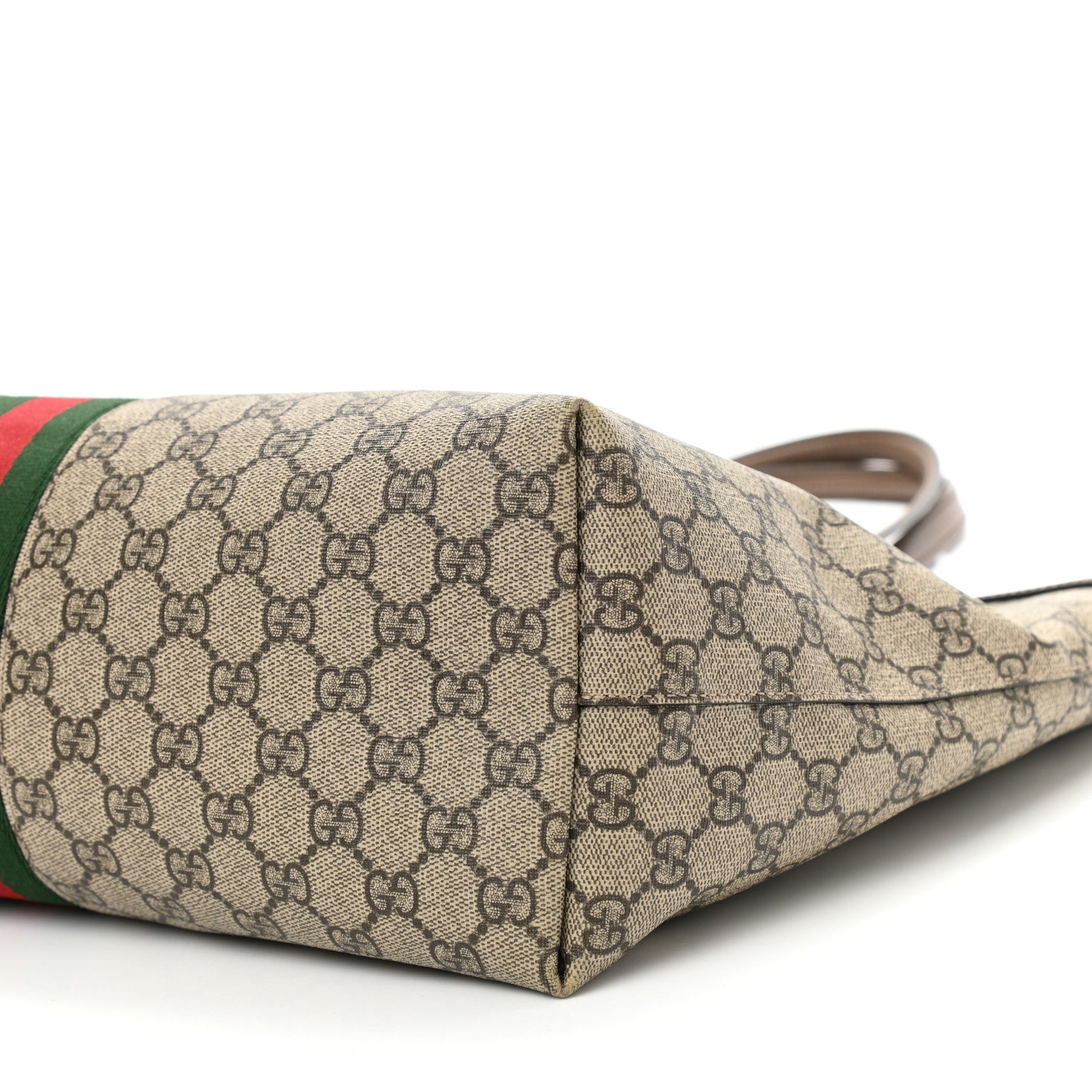 Gucci GG Supreme Monogram Textured Calfskin Web Medium Ophidia Shopping Tote Beige Ebony New Acero 10 of 12
