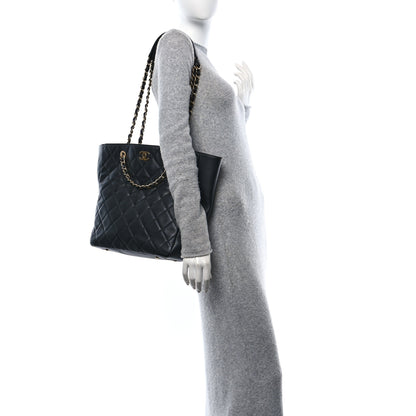 Chanel Lambskin Quilted Shopping Tote Black 3 of 10