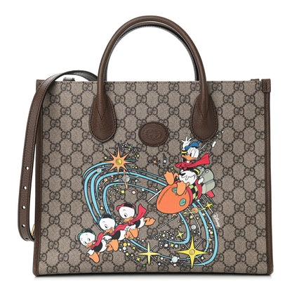 Gucci X DISNEY GG Supreme Monogram Donald Duck Retro Interlocking G Tote Bag Beige Multicolor New Acero 1 of 10