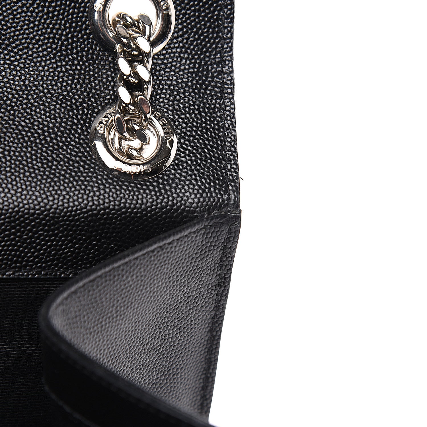 Saint Laurent Grain De Poudre Textured Mixed Matelasse Large Triquilt Monogram Satchel Black 10 of 12