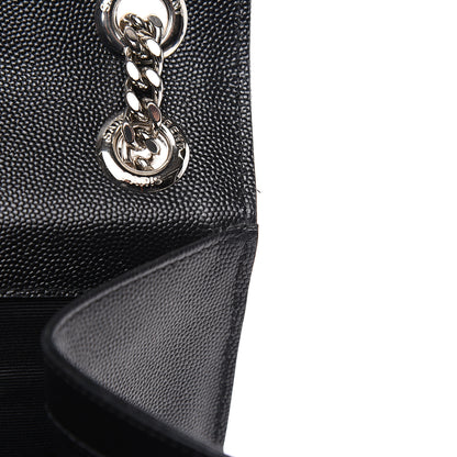 Saint Laurent Grain De Poudre Textured Mixed Matelasse Large Triquilt Monogram Satchel Black 10 of 12