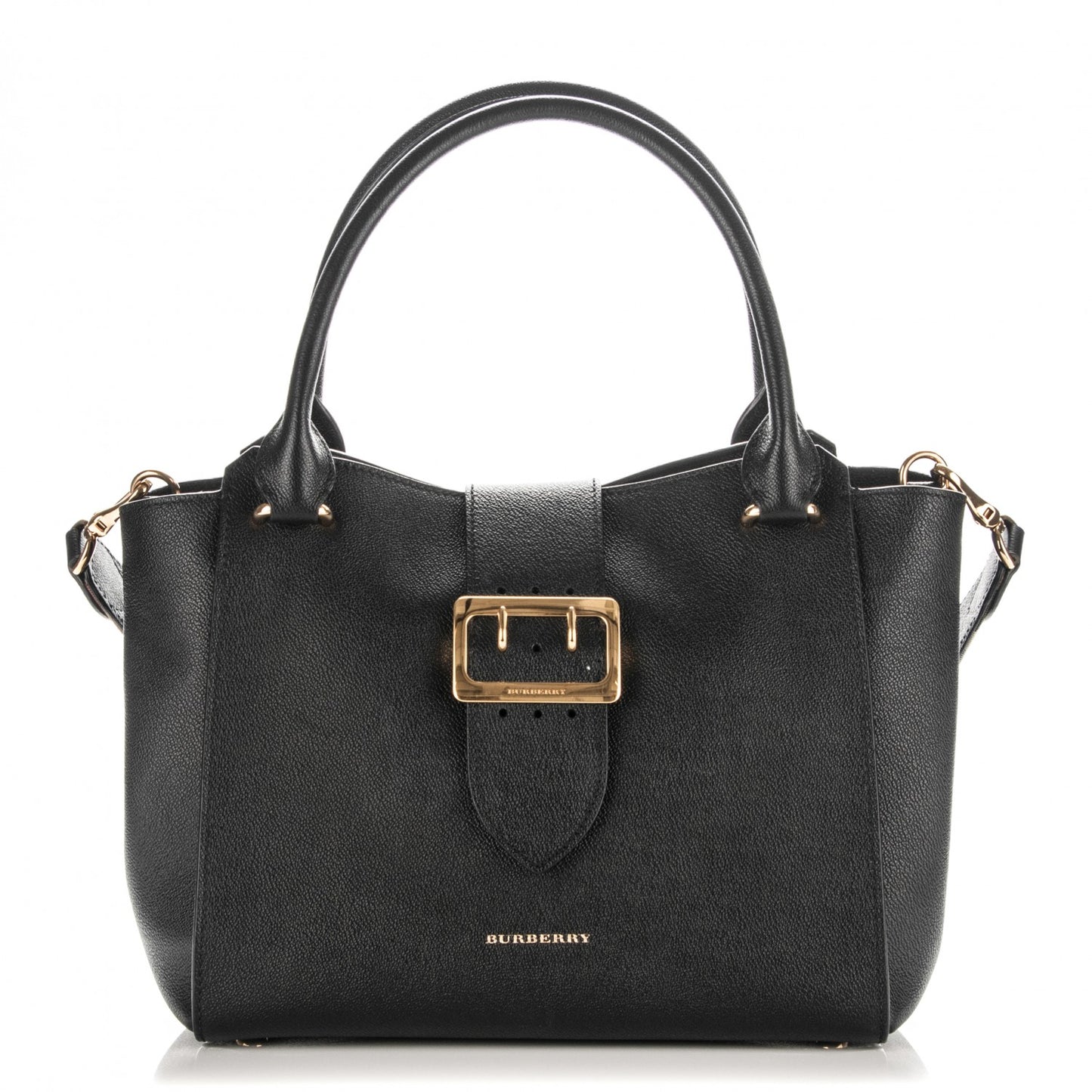 Soft Grain Calfskin Large Buckle Tote Black