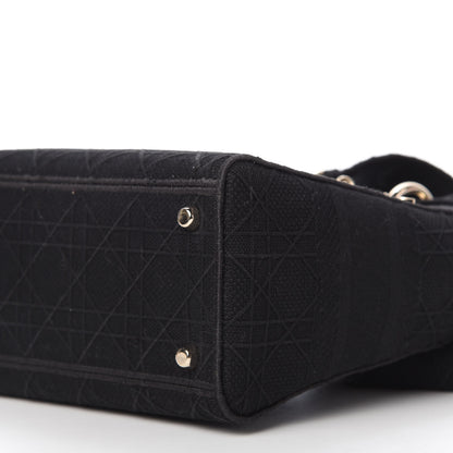 Christian Dior Canvas Embroidered Cannage Medium Lady D-Lite Black 7 of 9