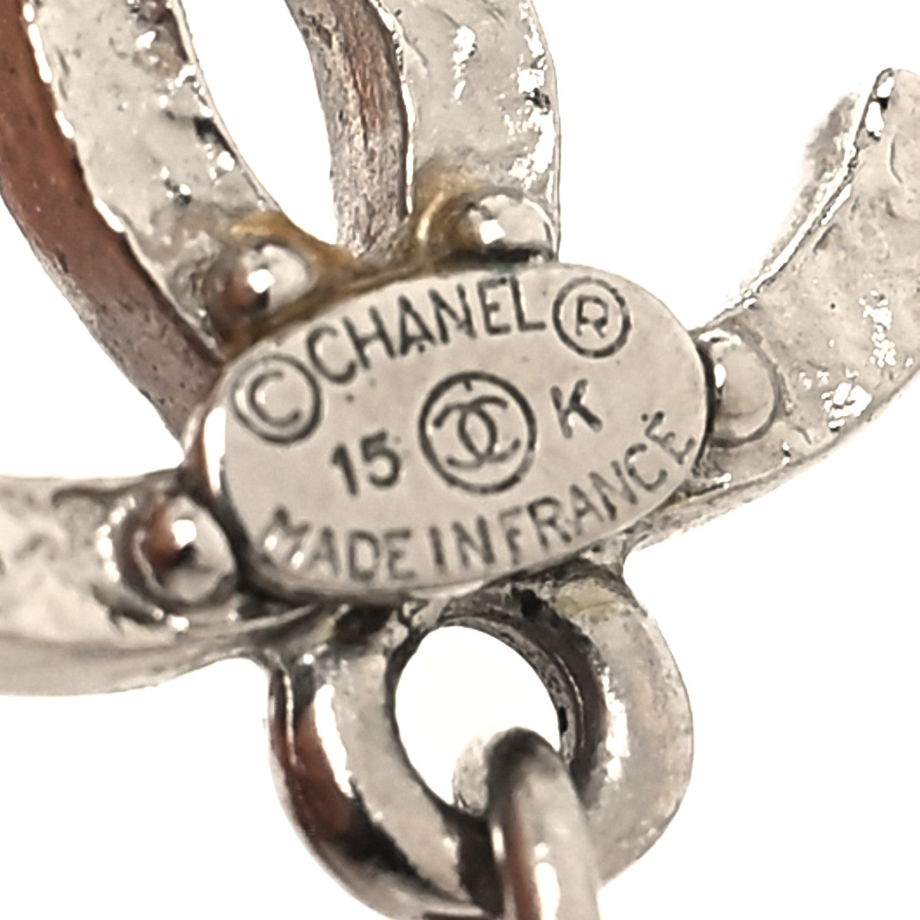 Chanel Crystal CC Tear Drop Earrings Silver 4 of 5