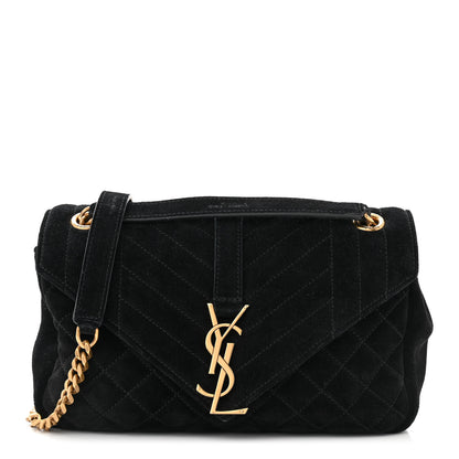 Saint Laurent Suede Tri-Quilt Monogram Medium College Bag Black 1 of 11