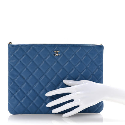 Chanel Caviar Quilted Medium Cosmetic Case Blue 2 of 7