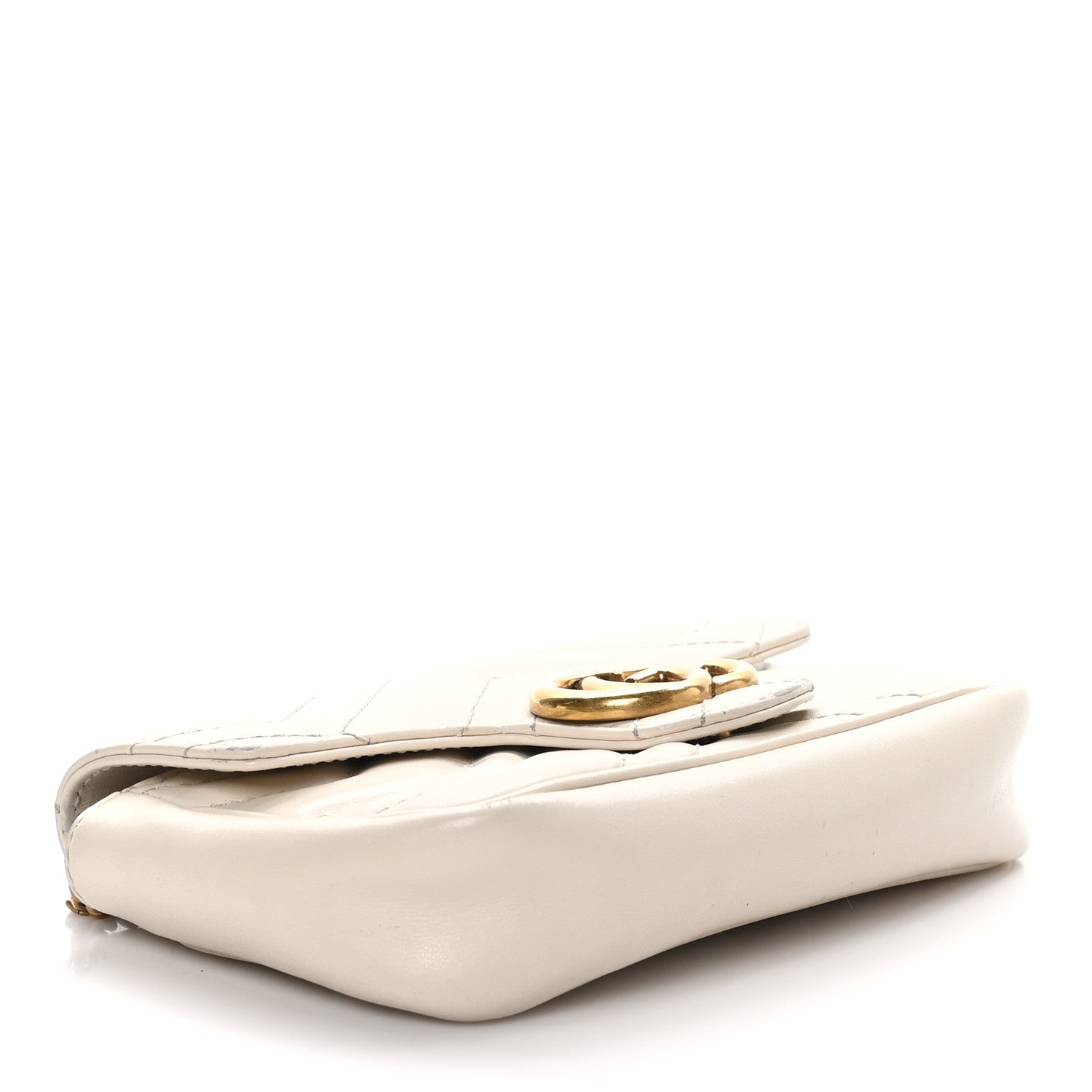 Gucci Calfskin Matelasse Super Mini GG Marmont Shoulder Bag White 4 of 12