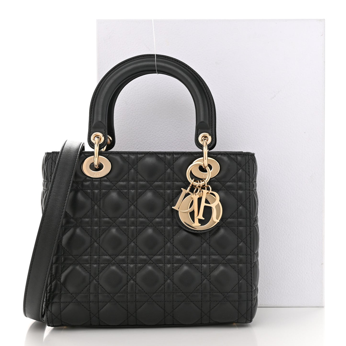 Lambskin Cannage Medium Lady Dior Black