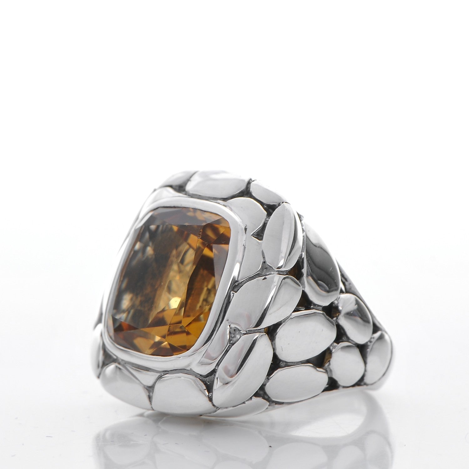 John Hardy Sterling Silver Citrine Square Kali Ring 48.5 4.75 3 of 5