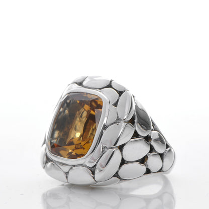 John Hardy Sterling Silver Citrine Square Kali Ring 48.5 4.75 3 of 5