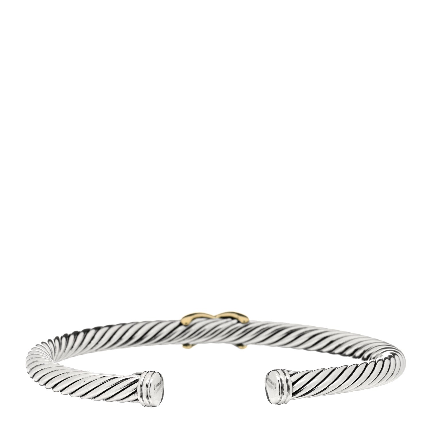 David Yurman Sterling Silver 14K Yellow Gold 5mm X Station Cable Bracelet 2 of 3