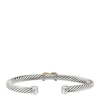 David Yurman Sterling Silver 14K Yellow Gold 5mm X Station Cable Bracelet 2 of 3