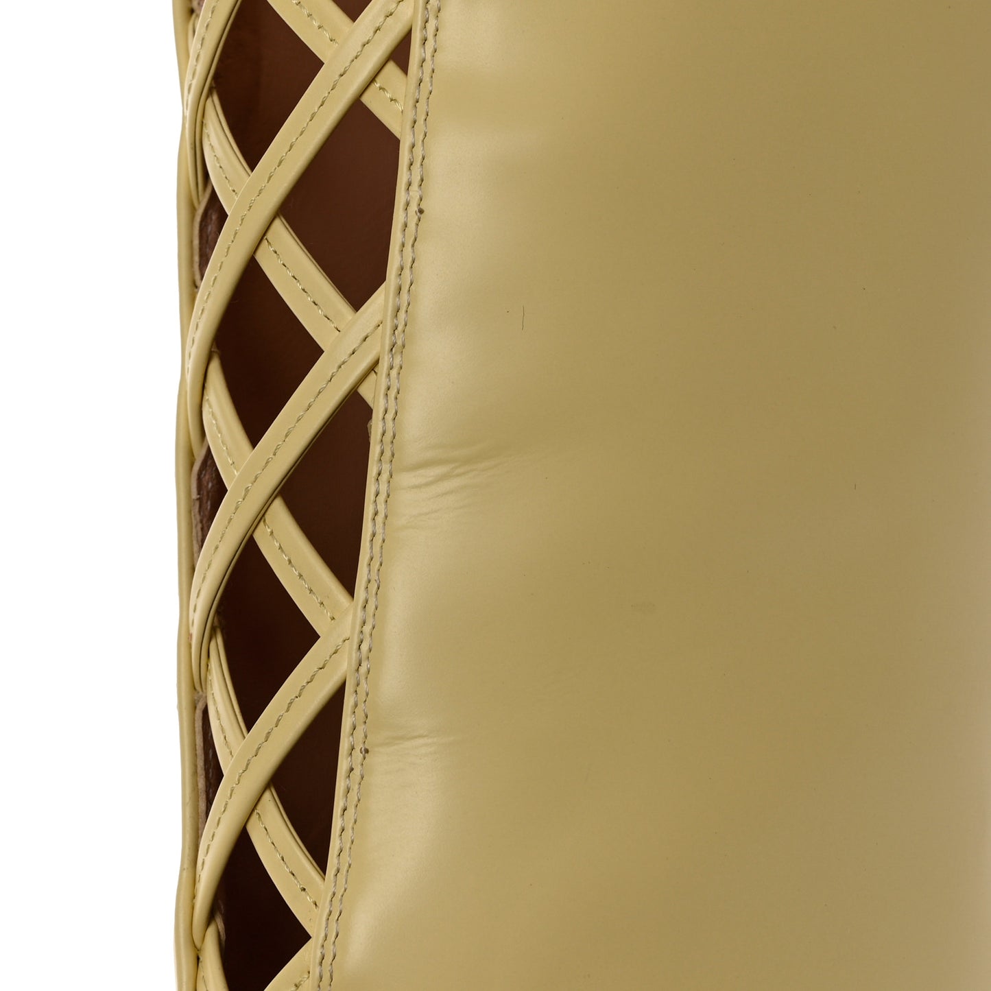 Plume Calfskin Damir Lattice Cutout Knee High Boot 38 Butter