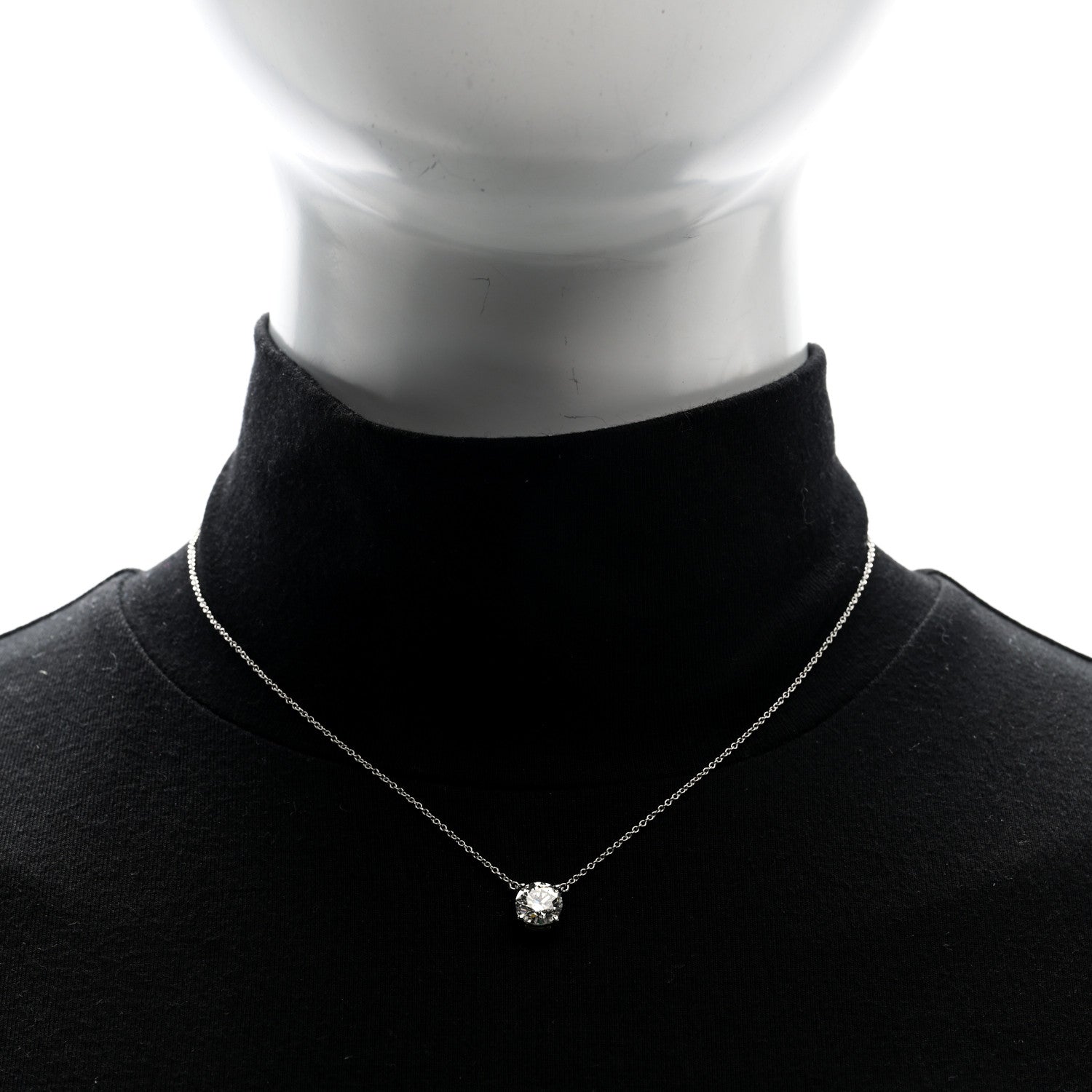 Tiffany Platinum Diamond 1.52ct Solitaire Pendant Necklace 2 of 5