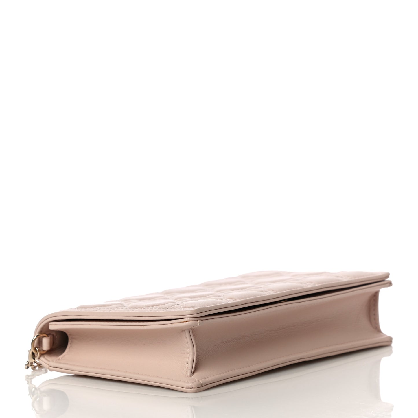 Lambskin Cannage Lady Dior Chain Wallet Beige