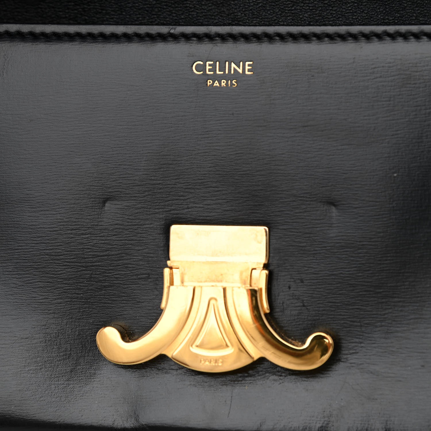 Celine Shiny Calfskin Triomphe Shoulder Bag Black 12 of 12