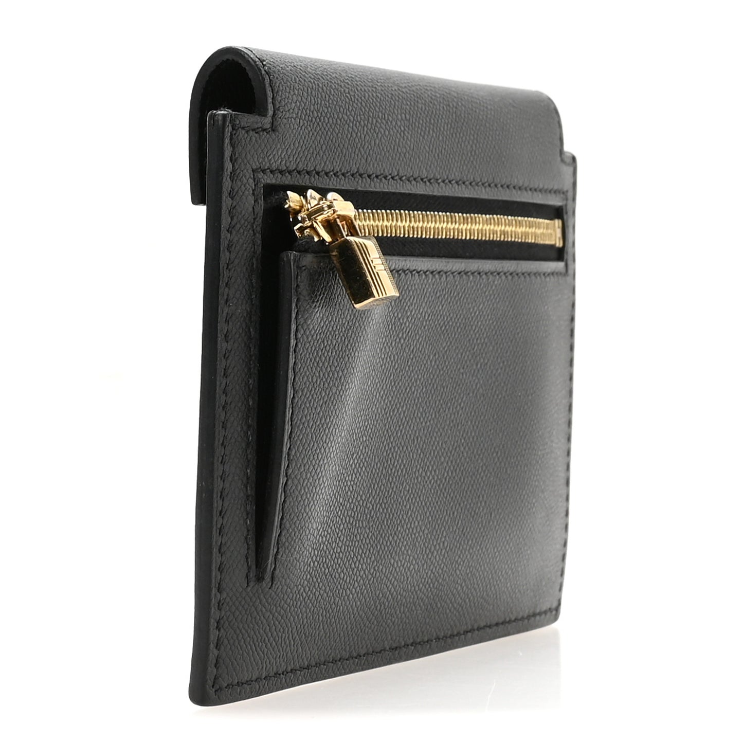 Veau Madame Kelly Pocket Compact Wallet Black