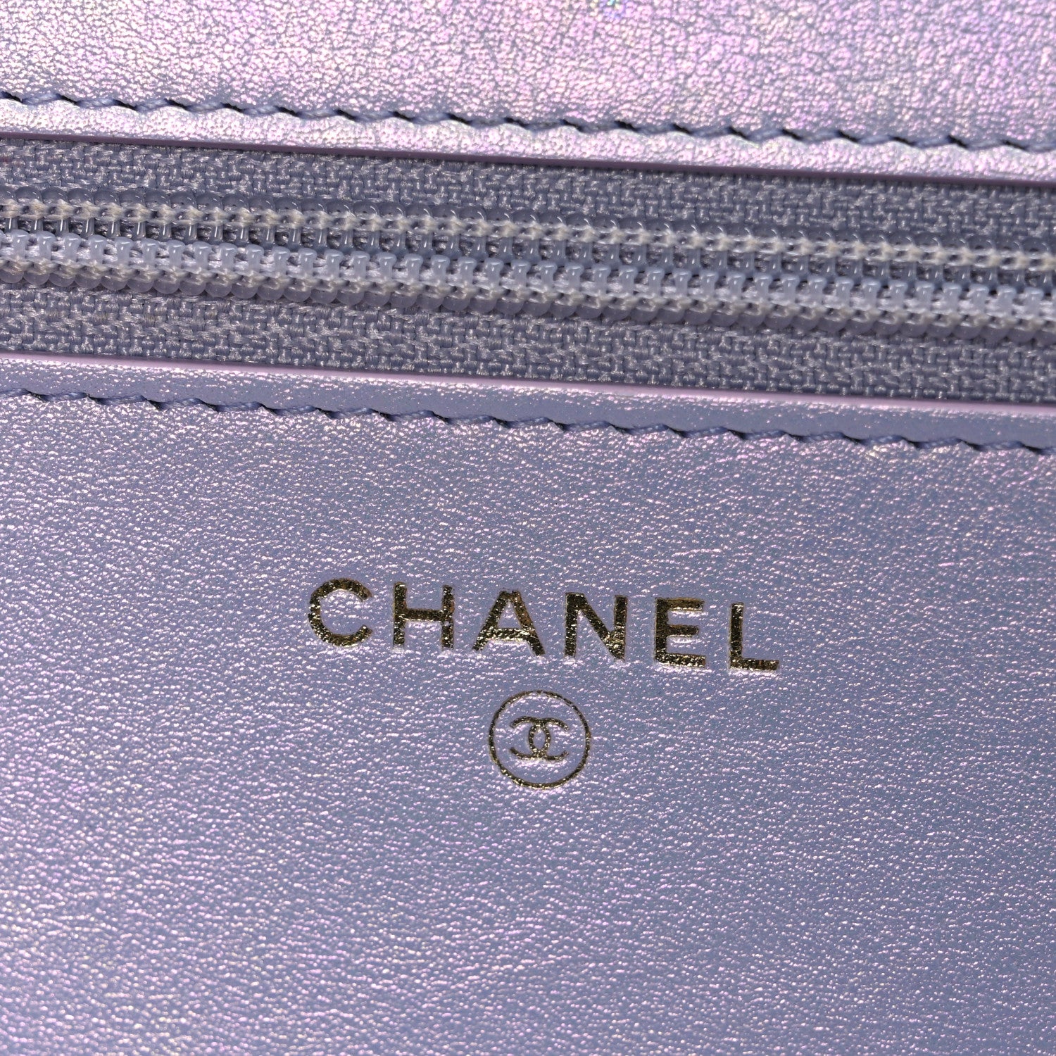 Chanel Iridescent Calfskin Quilted Chanel 19 Wallet On Chain WOC Light Purple 6 of 13
