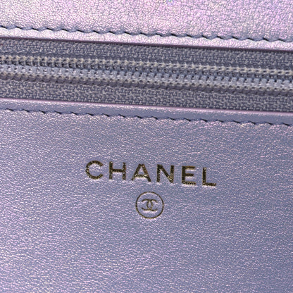 Chanel Iridescent Calfskin Quilted Chanel 19 Wallet On Chain WOC Light Purple 6 of 13