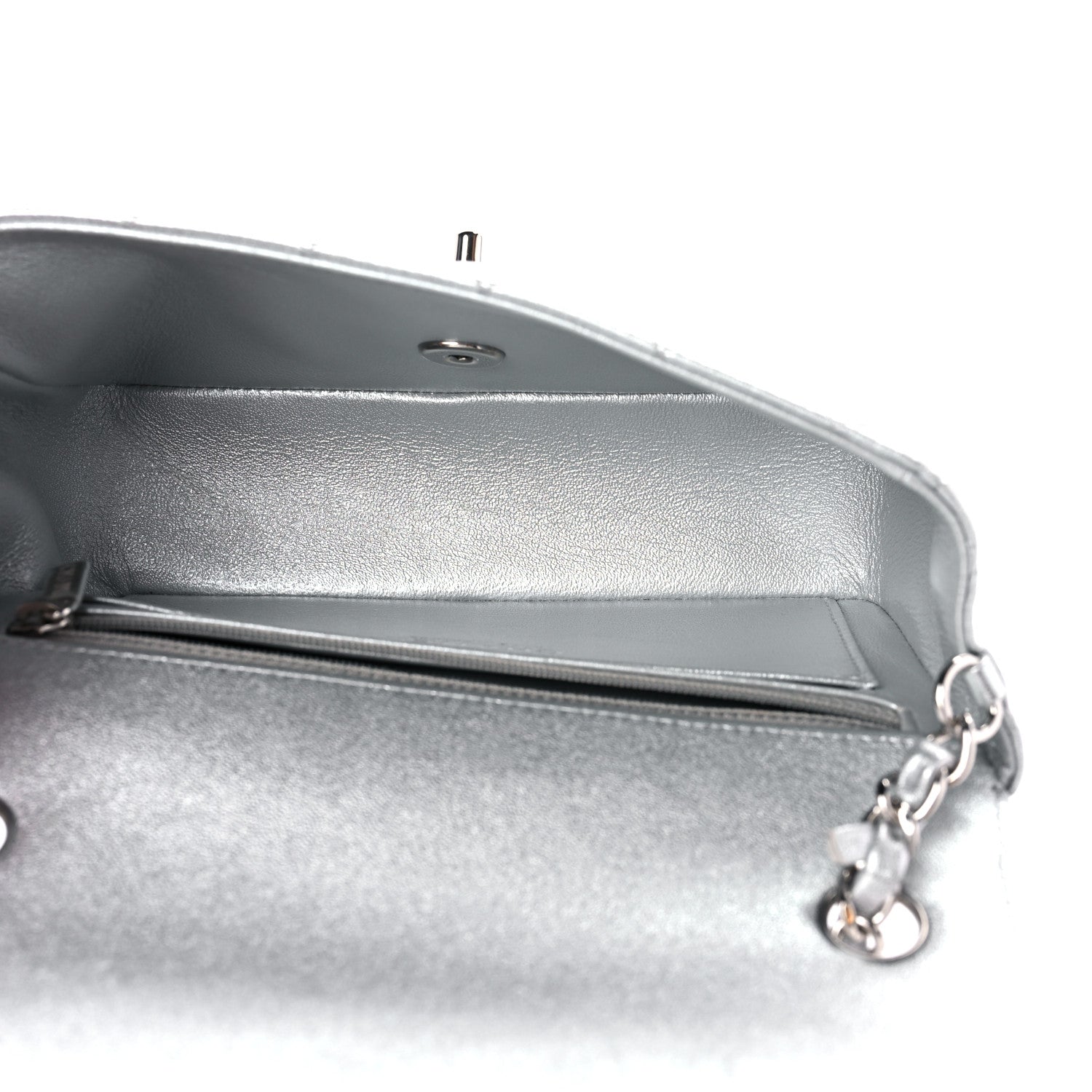 Chanel Metallic Lambskin Quilted Mini Rectangular Flap Silver 5 of 9
