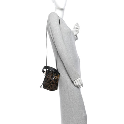 Fendi Vitello Liberty F is Fendi Bi-Color FF 1974 Embossed Mini Mon Tresor Bucket Bag Maya Black 2 of 12