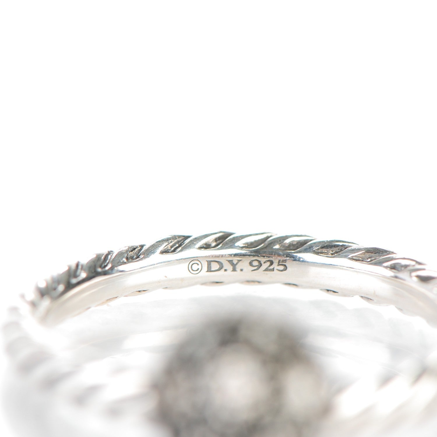 David Yurman Sterling Silver Pave Diamond 8mm Element Ball Ring 51.5 6 4 of 4