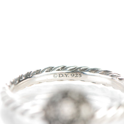 David Yurman Sterling Silver Pave Diamond 8mm Element Ball Ring 51.5 6 4 of 4
