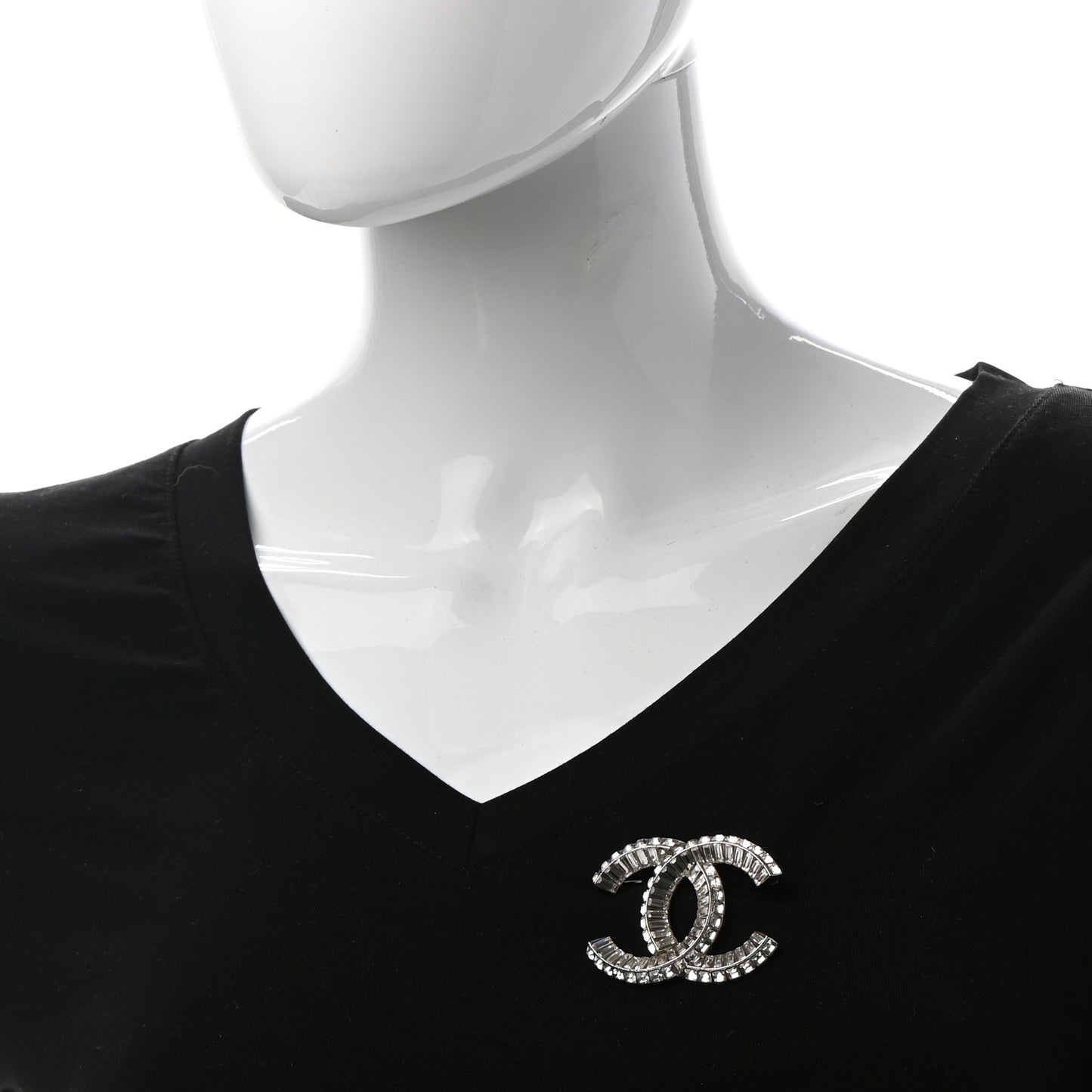 Baguette Crystal CC Brooch Silver