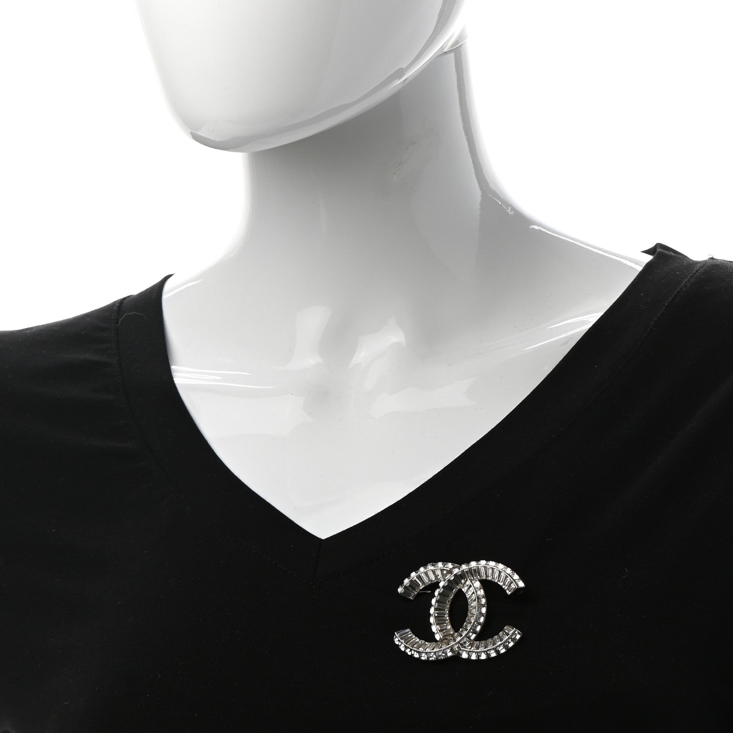 Chanel Baguette Crystal CC Brooch Silver 2 of 5