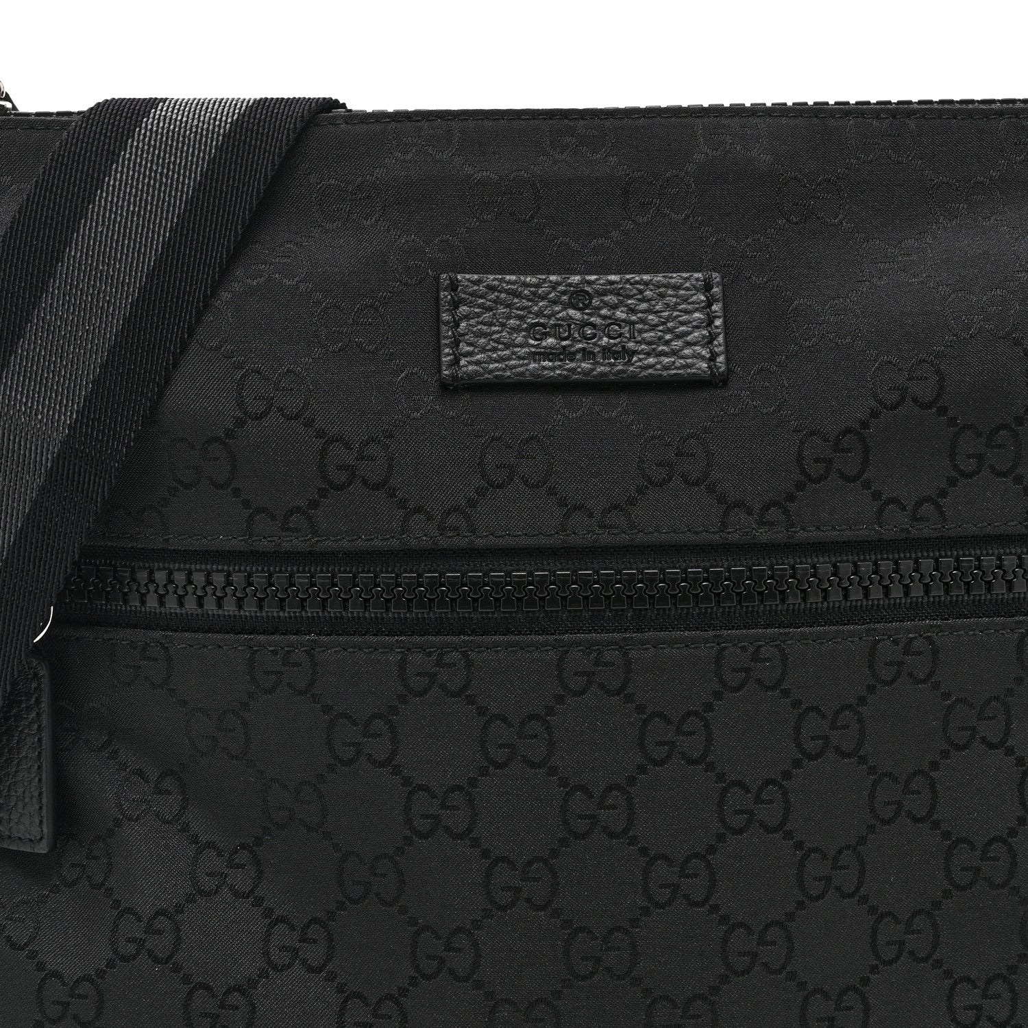 Gucci Nylon Monogram Small Flat Messenger Bag Black 9 of 11