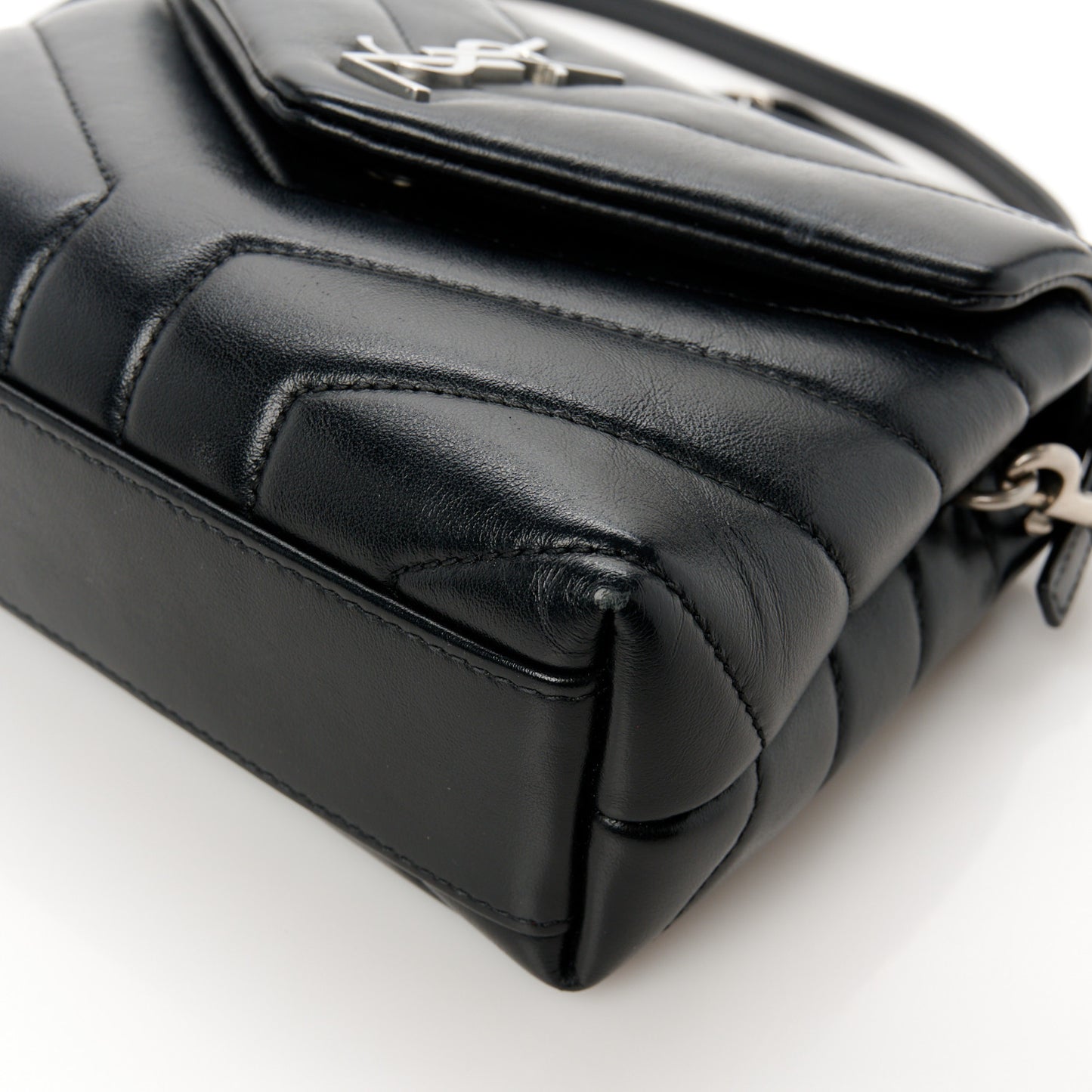 Calfskin Y Quilted Monogram Toy Loulou Crossbody Bag Black