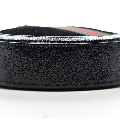 Gucci Suede Patent Web Mini Ophidia Round Shoulder Bag Black 9 of 11