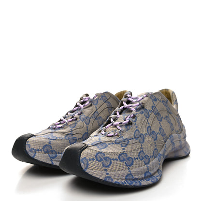 Gucci Ultralight Plume Calfskin Monogram Printed Mens Gucci Run Sneakers 10 Beige Blue 3 of 9