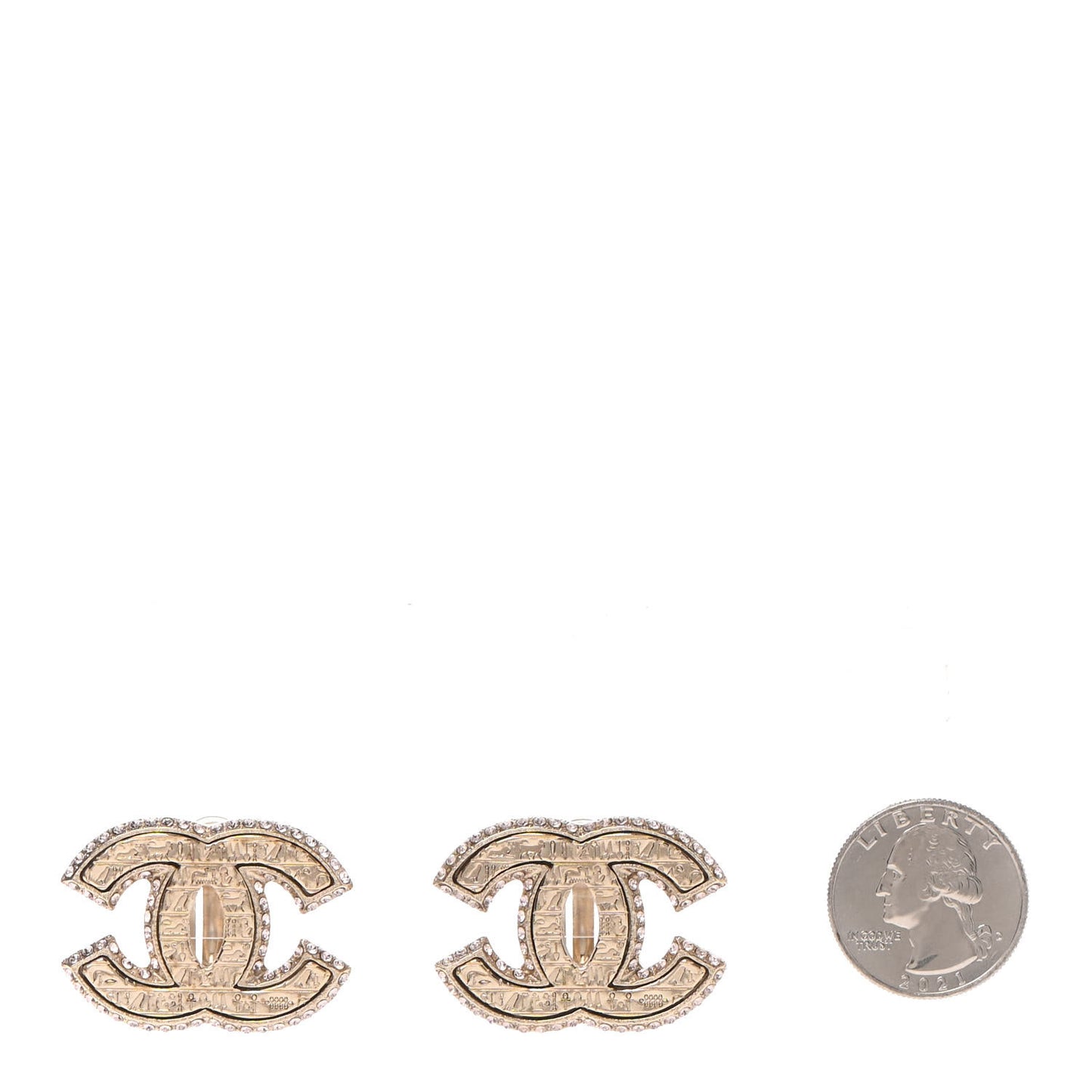 Metal Crystal Scarab CC Clip On Earrings Gold