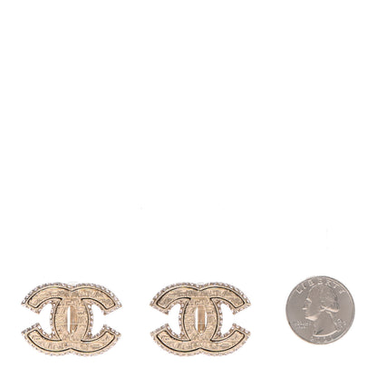 Chanel Metal Crystal Scarab CC Clip On Earrings Gold 2 of 4