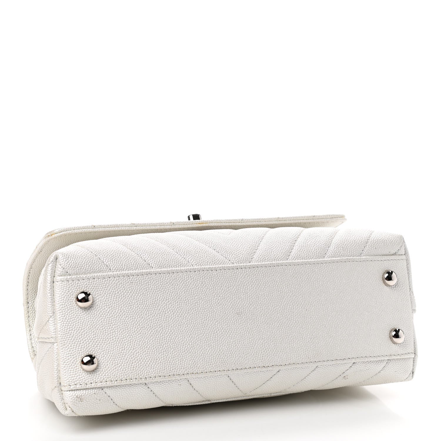 Chanel Iridescent Caviar Chevron Quilted Mini Coco Handle Flap White 4 of 9