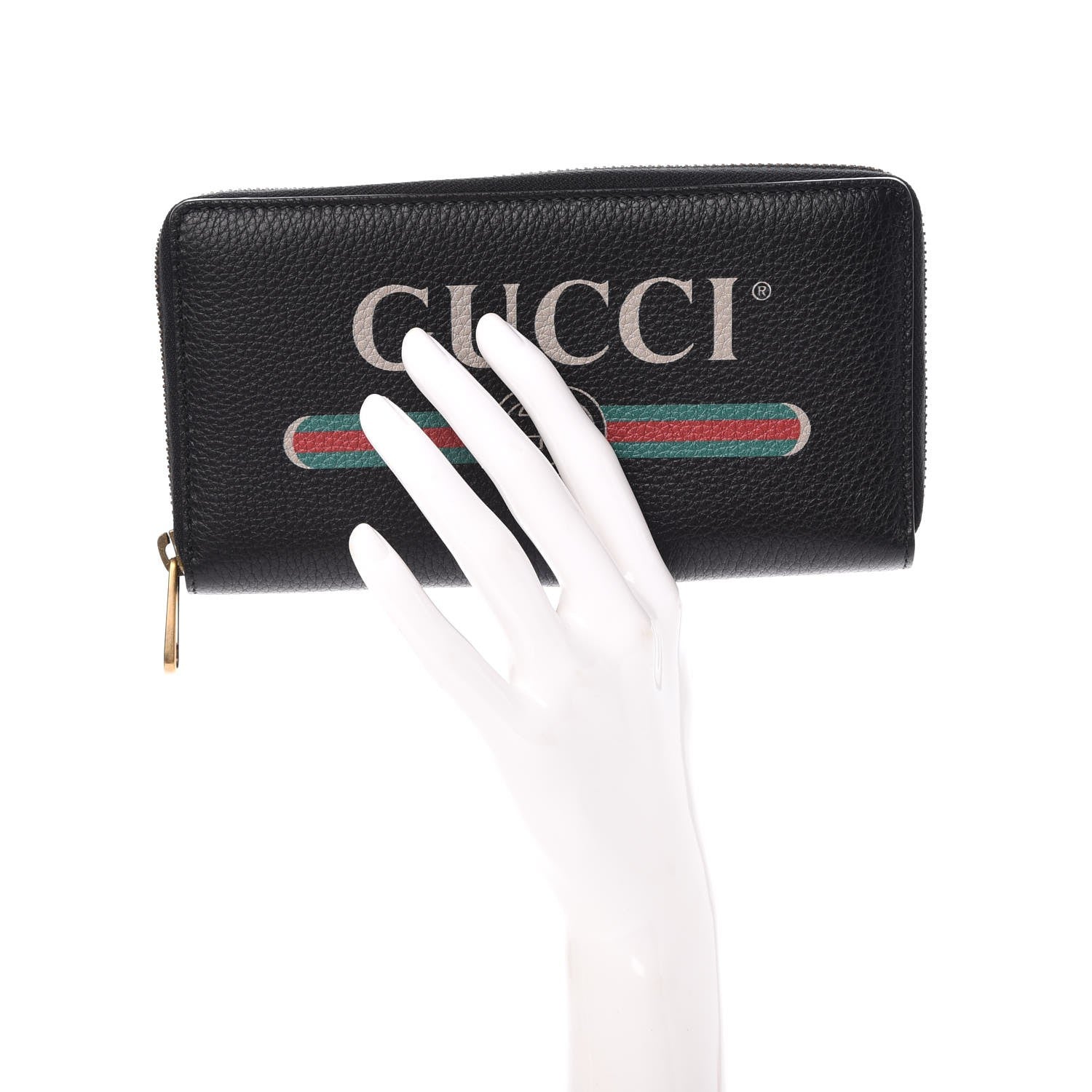 Gucci Calfskin Logo Zip Around Wallet Black 2 of 8