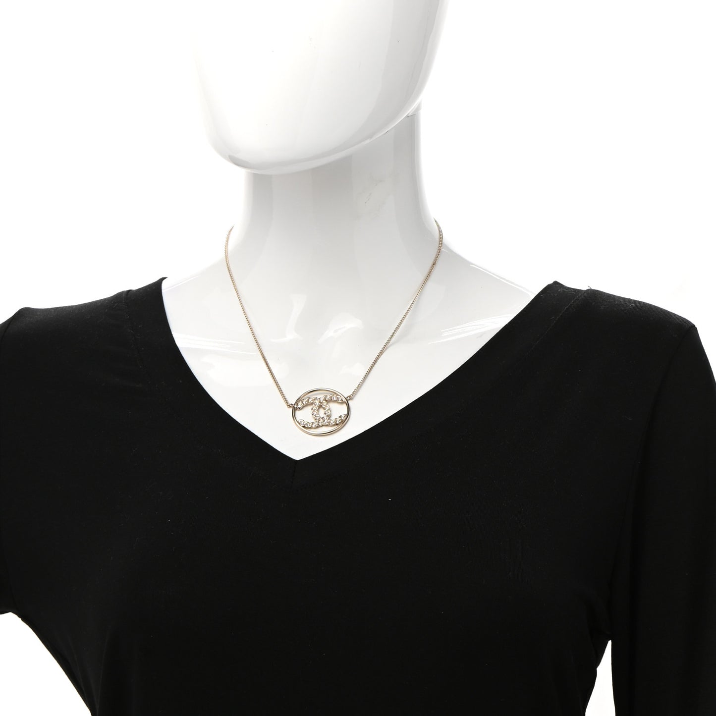 Baguette Crystal High Society CC Pendant Necklace Gold