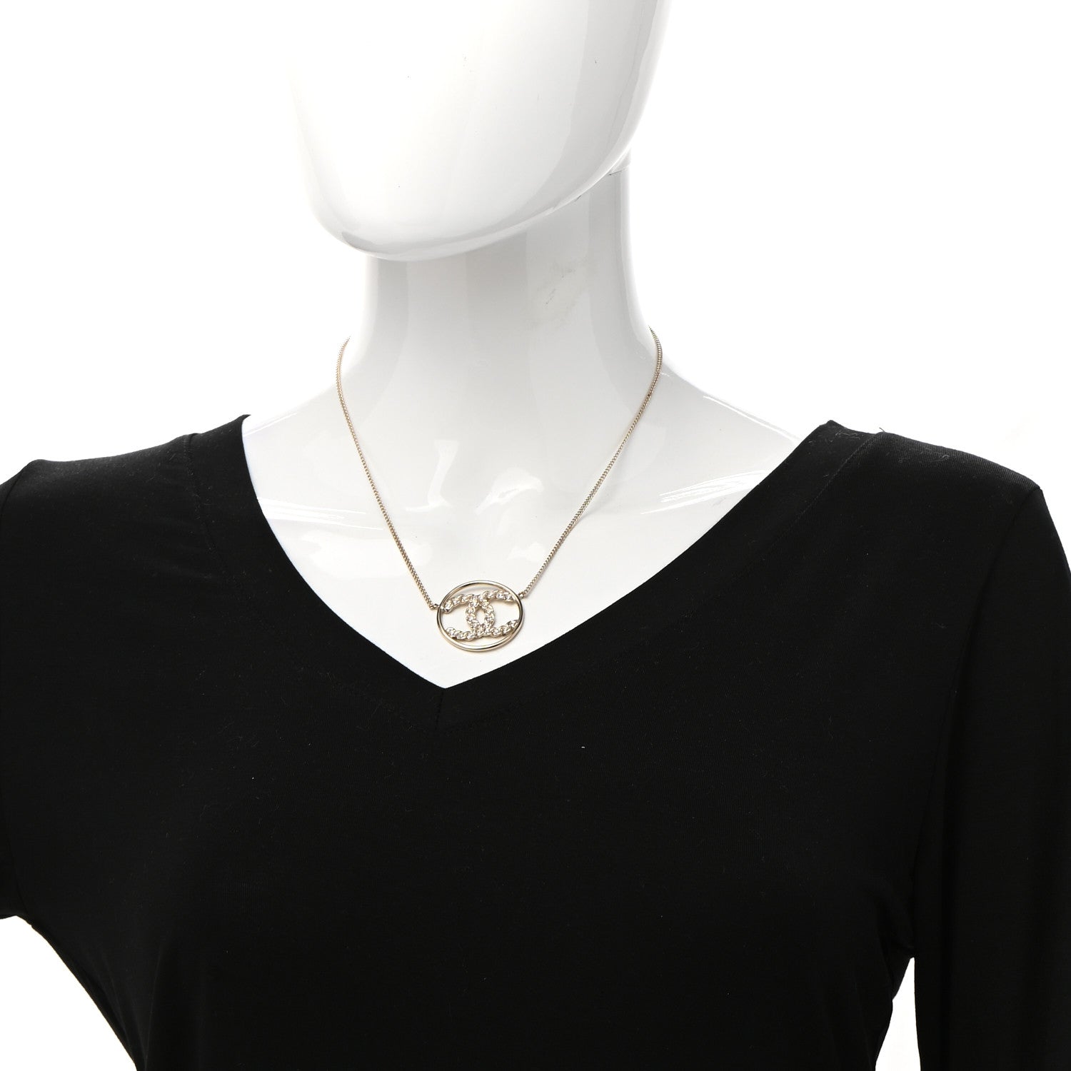 Chanel Baguette Crystal High Society CC Pendant Necklace Gold 2 of 7