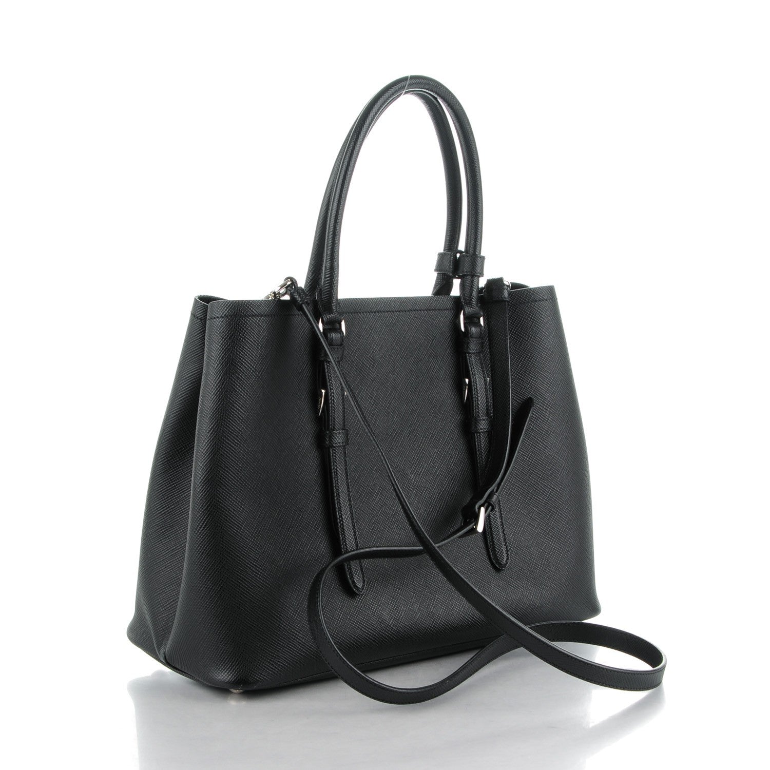 Prada Saffiano Cuir Double Handle Tote Black 3 of 7