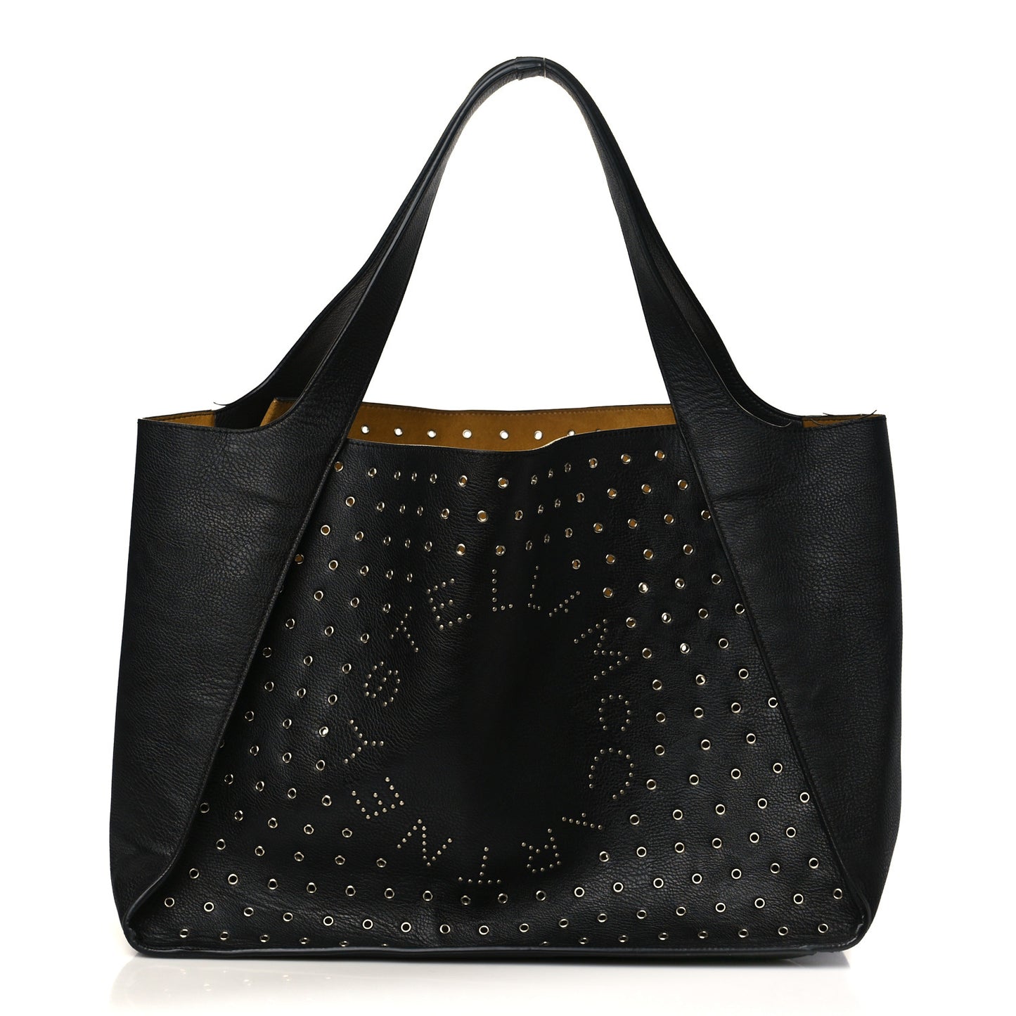 Eco Alter Nappa Studded Eyelet East West Perforated Tote Black