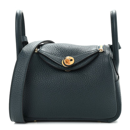 Hermes Taurillon Clemence Mini Lindy 20 Vert Cypress 1 of 10