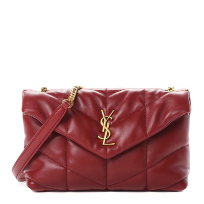 Saint Laurent Lambskin Quilted Toy Loulou Puffer Monogram Chain Satchel Red 1 of 11